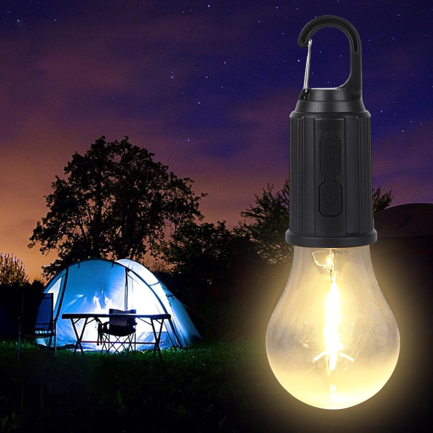Rechargeable Camping Lights For Tents Led Camping Tent Lantern 3 Lighting Modes Tent Lamp Portable Emergency Camping Lights With Clip Hook For Camping Hiking Fishing Backpacking (1 Pc) - LootFaat