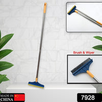 2 In 1 Cleaning Brush Long Handle Floor Brush Rotatable Cleaning Brush For Bathroom Kitchen 120 Degree Triangular Rotating Brush Head With Wiper - LootFaat
