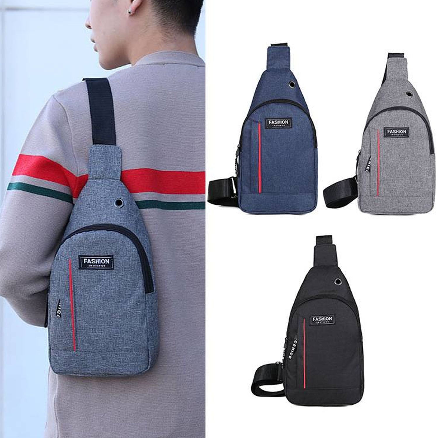 Grey Waterproof Anti Theft Crossbody Fanny Pack Waist Bag Pu Leather Shoulder Bags Chest Men Casual Fashion Usb Charging Earphone Hook Sling Travel Messengers Bag - LootFaat