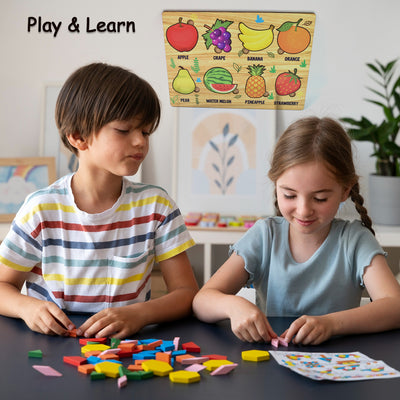 Wooden Fruits Puzzle - Educational Learning Board for Toddlers - second image
