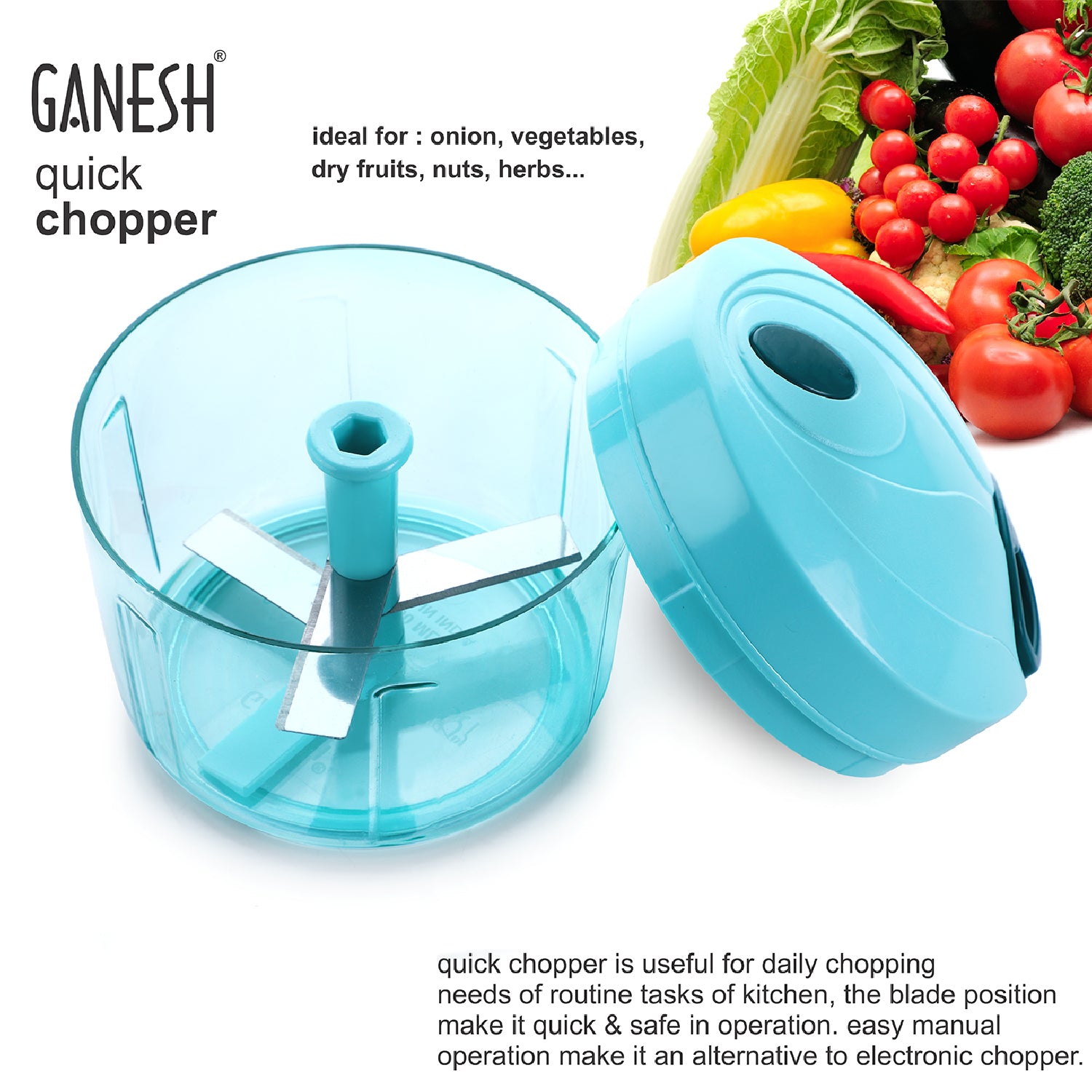 Ganesh Quick Vegetable Chopper  (1 Unit Chopper)(725 Ml) - LootFaat