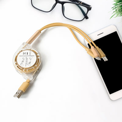 12835 Retractable Charger Charging Cable Micro Usb Cable 3 In 1 Multi Charging Cable Compatible With Phone  Type C  Micro Android Usb And Other Mobile Devices (1 Pc) - second image
