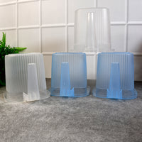 Plastic Transparent Bathroom Water Mug (4 Pc  Mix Colour  1000 Ml)