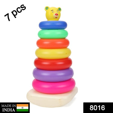 Plastic Baby Kids Teddy Stacking Ring Jumbo Stack Up Educational Toy 7pc - LootFaat