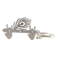 Krishna Flute  Peacock Feather Metal Keychain - (1 Pc)