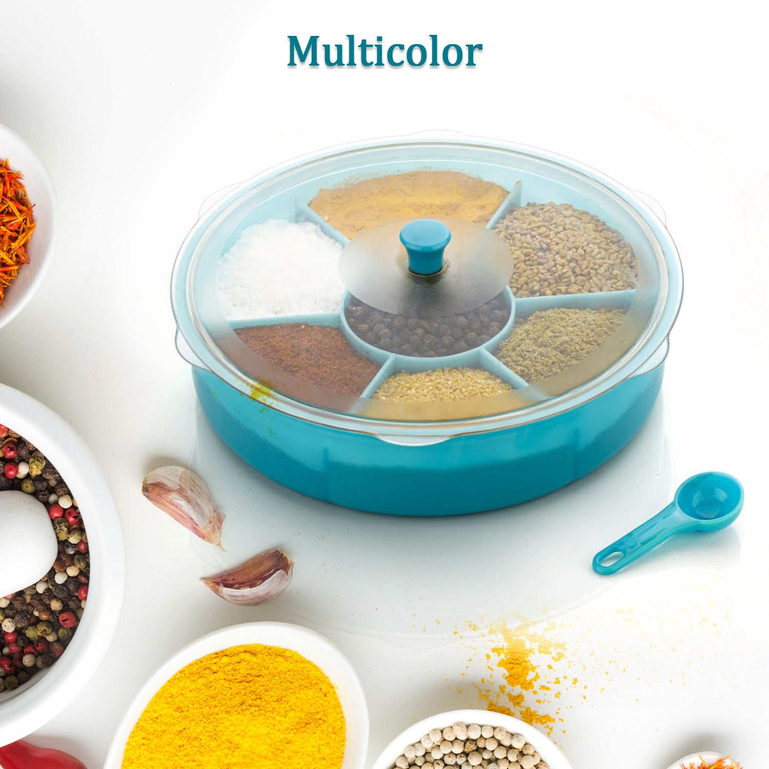 Multipurpose Dry-fruit And Masala Box With Single Spoon. - LootFaat