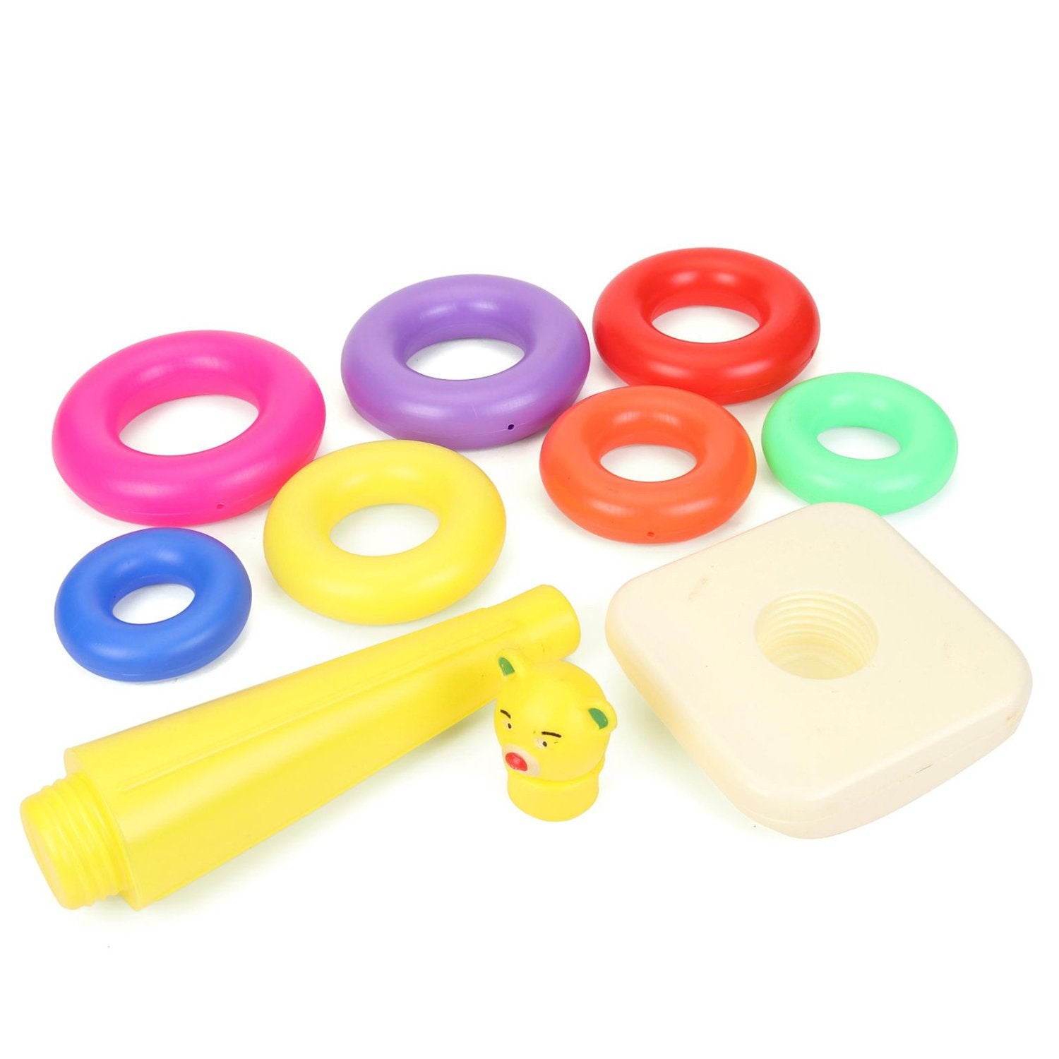 Plastic Baby Kids Teddy Stacking Ring Jumbo Stack Up Educational Toy 7pc - LootFaat