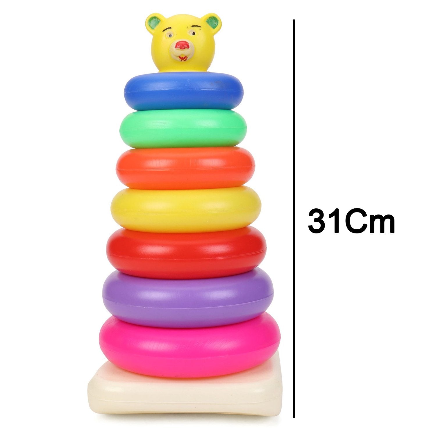 Plastic Baby Kids Teddy Stacking Ring Jumbo Stack Up Educational Toy 7pc - LootFaat