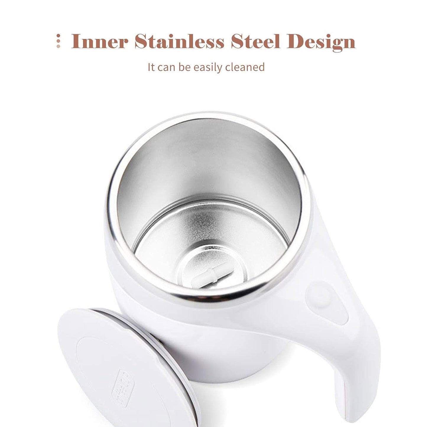 Self Stirring Coffee Mug - Magnetic Stainless Steel Mixing Cup