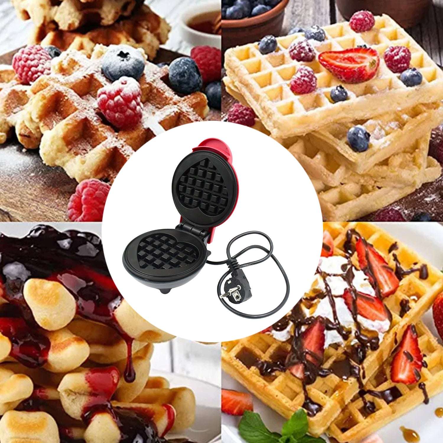 Mini Waffle Maker Machine Waffle Iron Home Appliances Kitchen Gift Easy To Clean On-stick Surfaces Perfect Breakfast Dessert Sandwich Pan Cakes Paninis  Other Snacks Machine - LootFaat