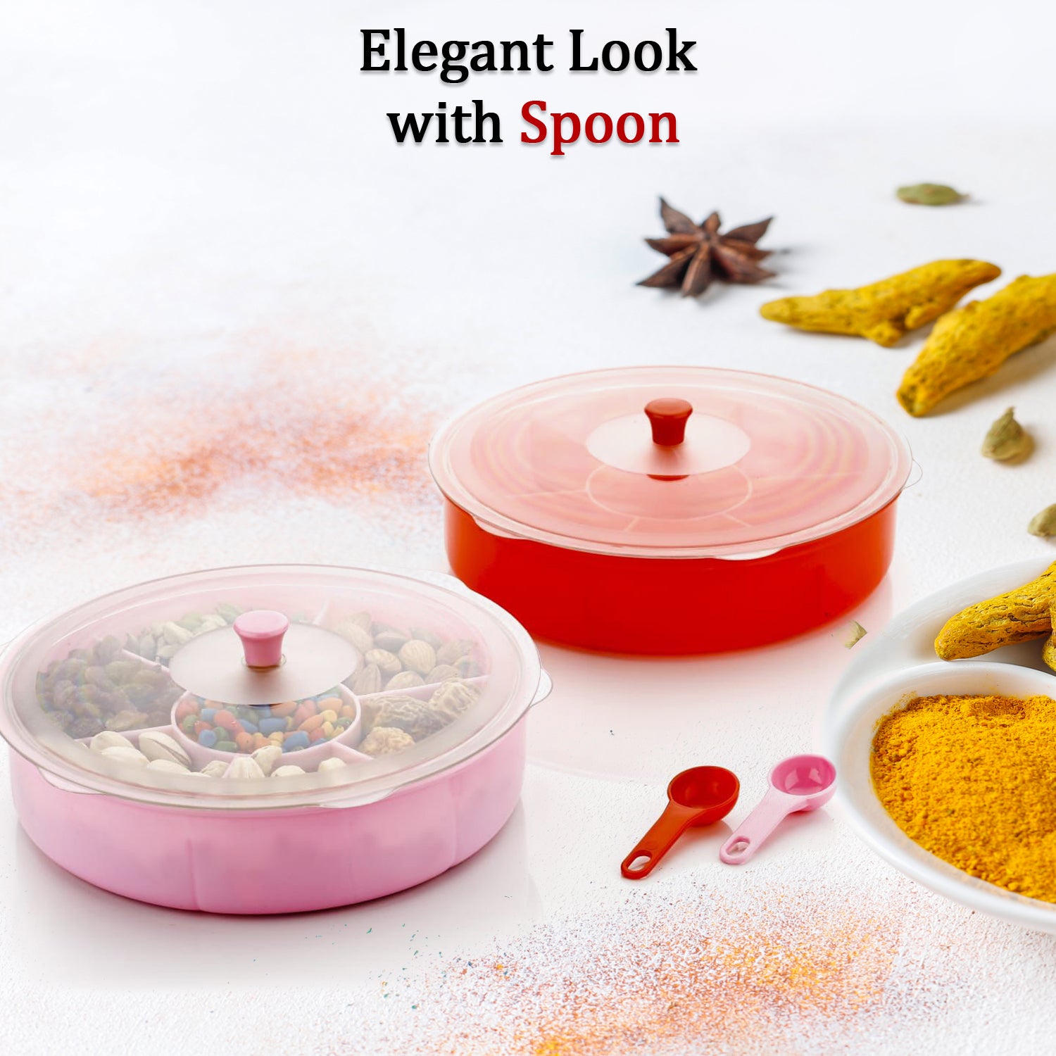Multipurpose Dry-fruit And Masala Box With Single Spoon. - LootFaat