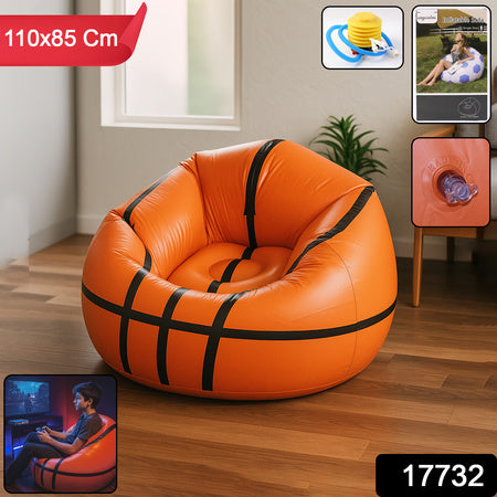 17732 Football Sofa Cartoon Style Inflatable Folding Chair Soccer Ball Chair Inflatable Sofa For Adults Kids Size 110cm X 85cm