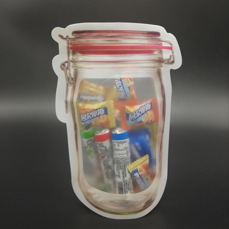 Reusable Airtight Seal Plastic Food Storage Mason Jar Zipper (500ml) - LootFaat