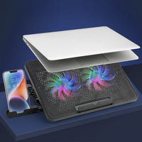 Laptop Cooling Pad with 2 Quiet LED Fans, Dual USB Ports, 7 Adjustable Heights