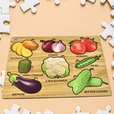 Wooden Vegetable Puzzle - Educational Learning Board for Toddlers