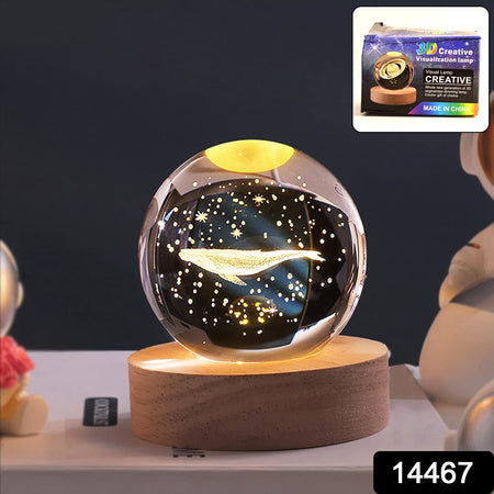 3D Crystal Ball Fish Lamp - Night Light with Wooden Base
