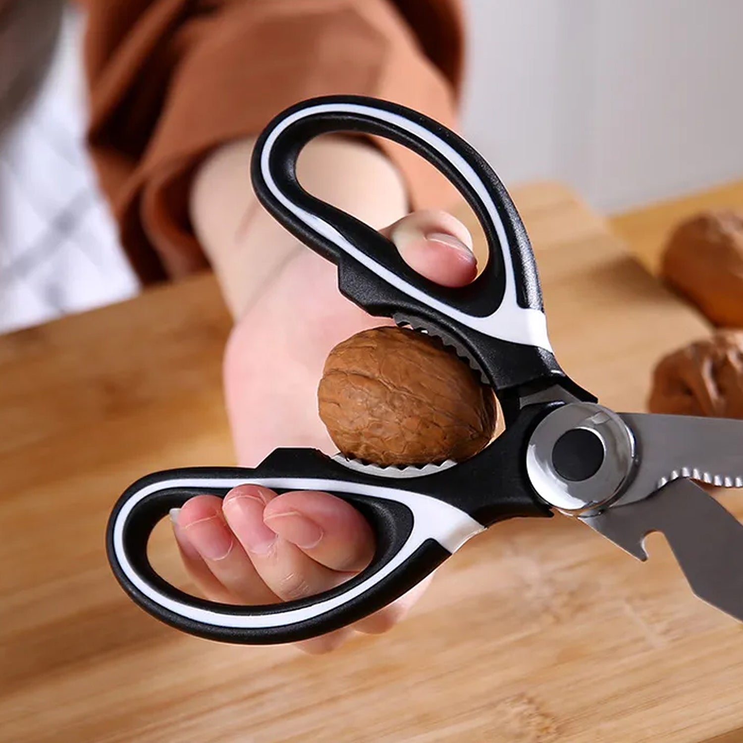 3 In1 Multi-function Kitchen Household For Vegetables Fruit Cheese  Meat Slices With Bottle Opener Stainless Steel Sea Food Scissor (1 Pc ) - LootFaat
