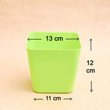 Green square flower pots for gardening