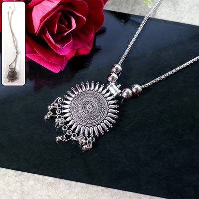 Oxidised Silver Traditional Long Necklace (1 Pc) - second image