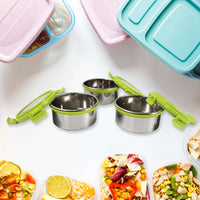 Stainless Steel Tiffin Lunch Box Container  Dabba With 4 Side Clip Lock Lid For Office  School Use Food Grade  Air Tight  Easy To Carry  Leak Proof