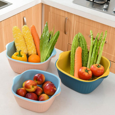 5228a  Kitchen Bowl Plastic Washing Bowl And Strainer Drainer Basket For Home  Kitchen Use - second image