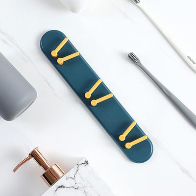Toothbrush Holder Plastic Bathroom Accessories Organizer Wall Mounted Hanging Mount Shelf  Hooks (1pc)
