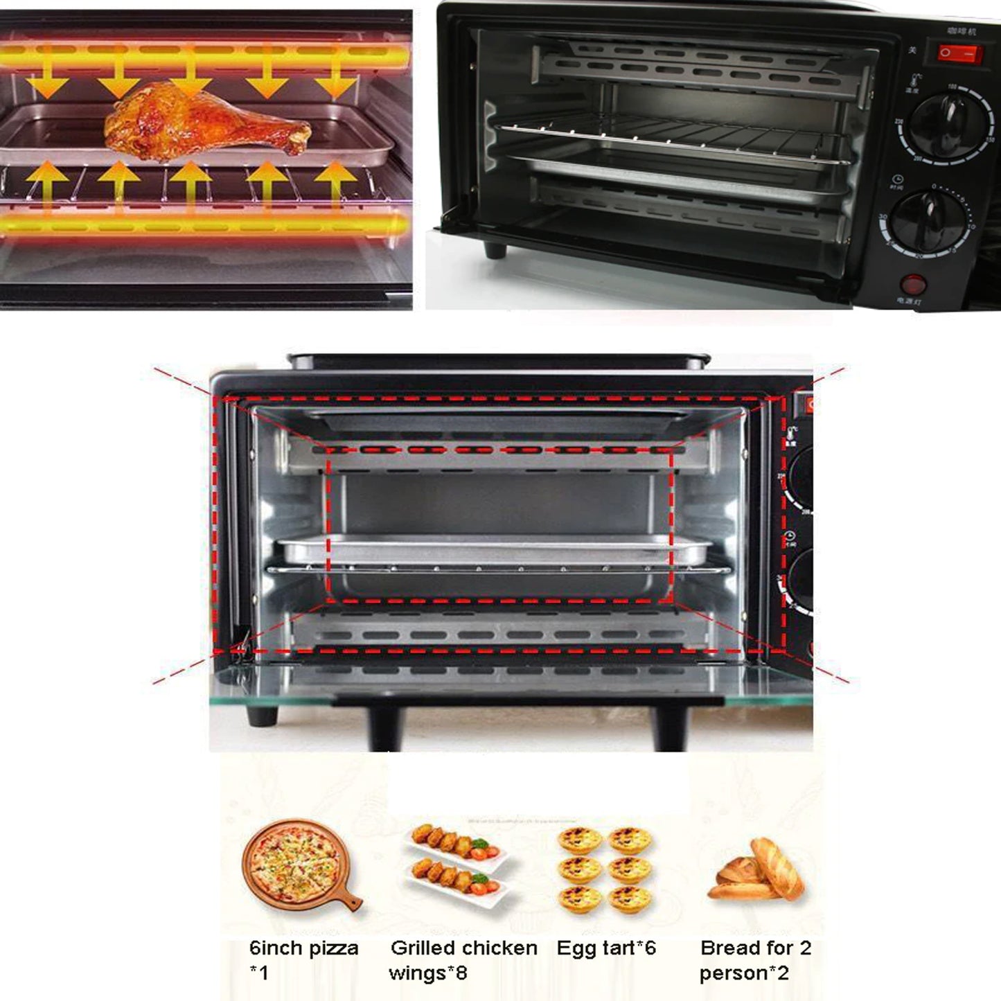 2788 3 In 1 Breakfast Maker Portable Toaster Oven Grill Pan  Coffee Maker Full Breakfast Ready At One Go