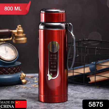 800ml Stainless Steel Water Bottle For Men Women Kids  Thermos Flask  Reusable Leak-proof Thermos Steel For Home Office Gym Fridge Travelling - LootFaat