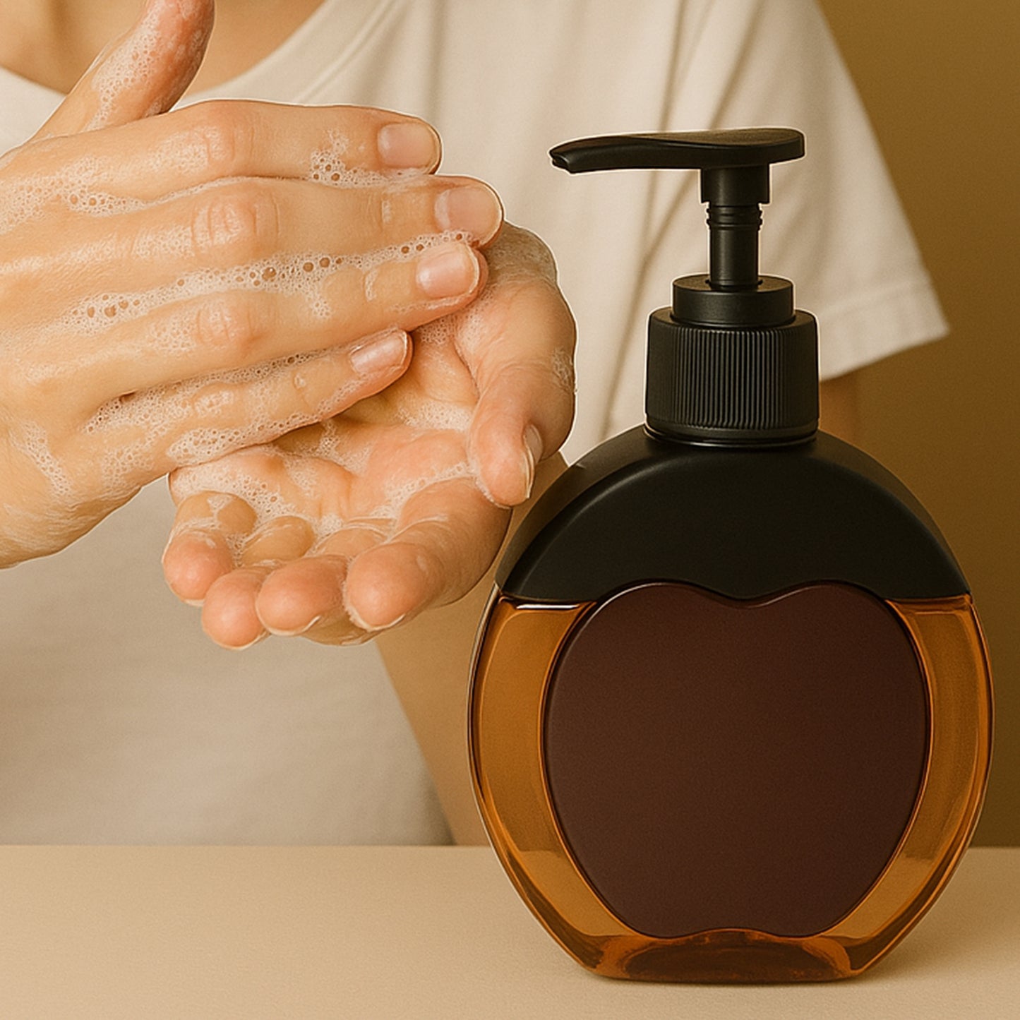 Apple-Shaped Refillable Liquid Soap Dispenser (350ml)