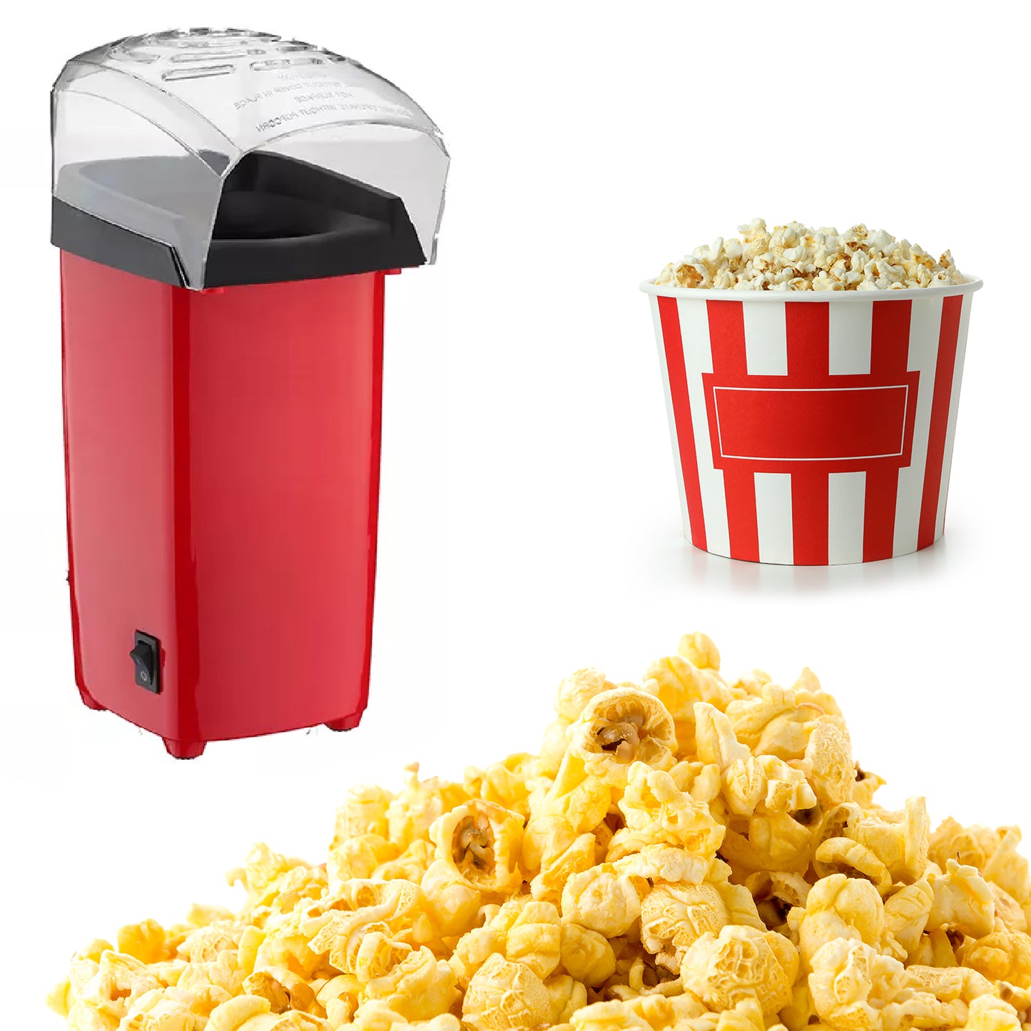 Electric Hot Air Popcorn Maker - Oil-Free Popper Machine