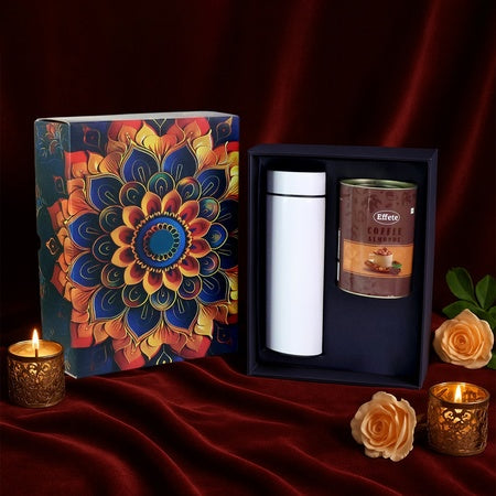 Coffee Almonds Gift Set with Bottle - Golden Festive Hamper (2 Pcs)