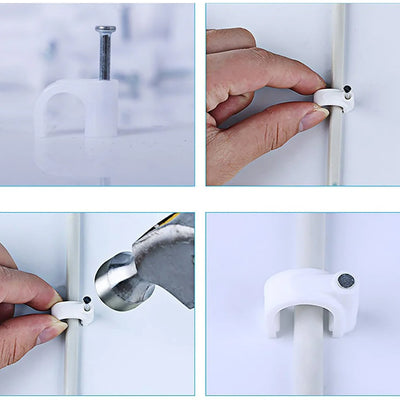 Wire Wall Clips Plastic Cable Clips Round Wire Pins With Steel Nail (20 Pcs Set) - second image