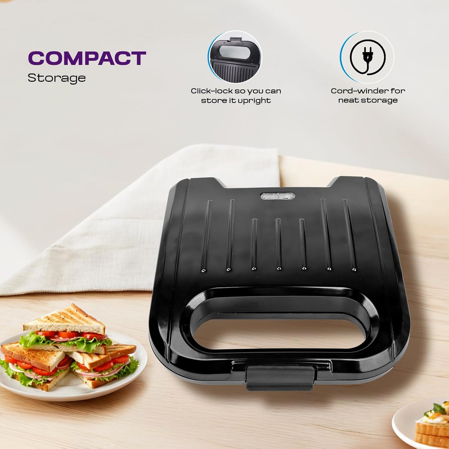 Orbit 800W Sandwich Toaster Maker - Non-Stick, Fast Heating