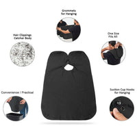 Beard Bib - Hair Clippings Catcher Apron for Men's Grooming (Black)