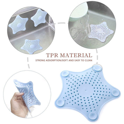 Star Shape Suction Cup Kitchen Bathroom Sink Drain Strainer Hair Stopper Filter Star Shaped Sink Filter Bathroom Hair Catcher Drain Strainers Cover Trap Basin(Mix Color 1 Pc) - second image