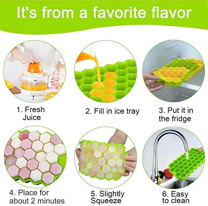 Flexible Silicone Honeycomb Design 37 Cavity Ice Cube Moulds Trays Small Cubes For Whiskey Tray For Fridge (Multicolor) - LootFaat