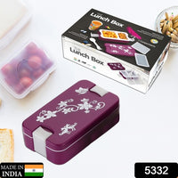 5332 Airtight Lunch Box 2 Compartment Lunch Box Leak Proof Food Grade Material Lunch Box Modern Appearance  Compact Lunch Box With Spoon