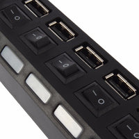 Usb Splitter Multi Port Usb 2.0 Hub 7 Port With Independent Onoff Switch And Led Indicators Usb A Port Data Hub Suitable For Pc Computer Keyboard Laptop Mobile Hdd Flash Drive Camera Etc - LootFaat