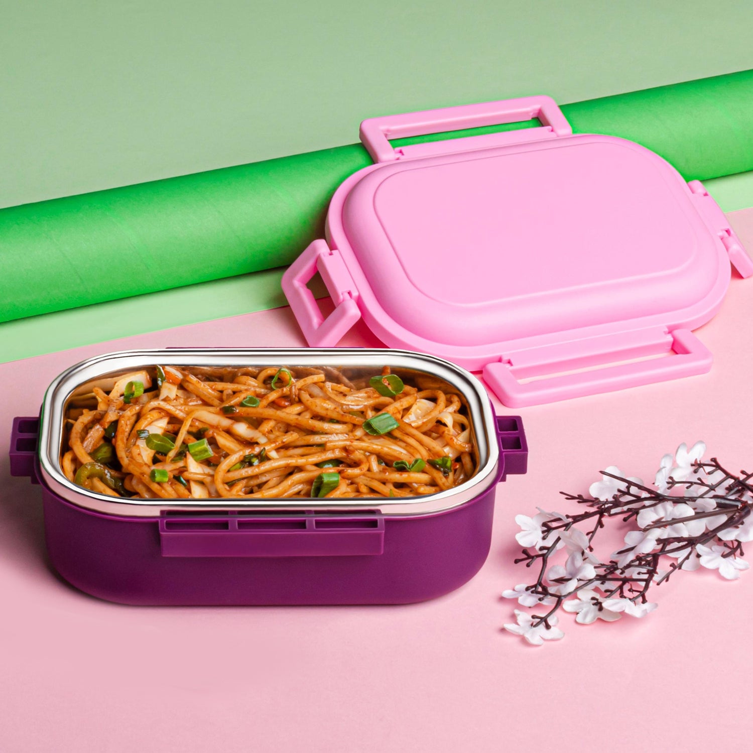 Insulated Testy Stainless Steel Leakproof Lunch Box With Spoon (1 Set) - LootFaat
