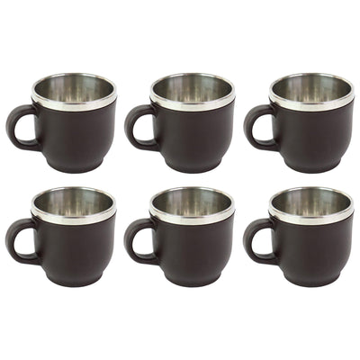 Apex Premium Double Wall Stainless Steel Cappuccino Mug Gift Set (6 Pc  100 Ml)