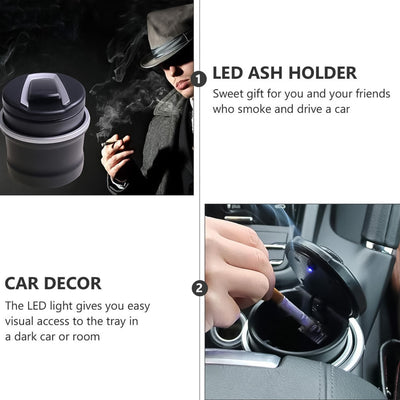 Portable Car Ashtray With Lid And Blue Led Light (1 Pc  With Color Box) - second image