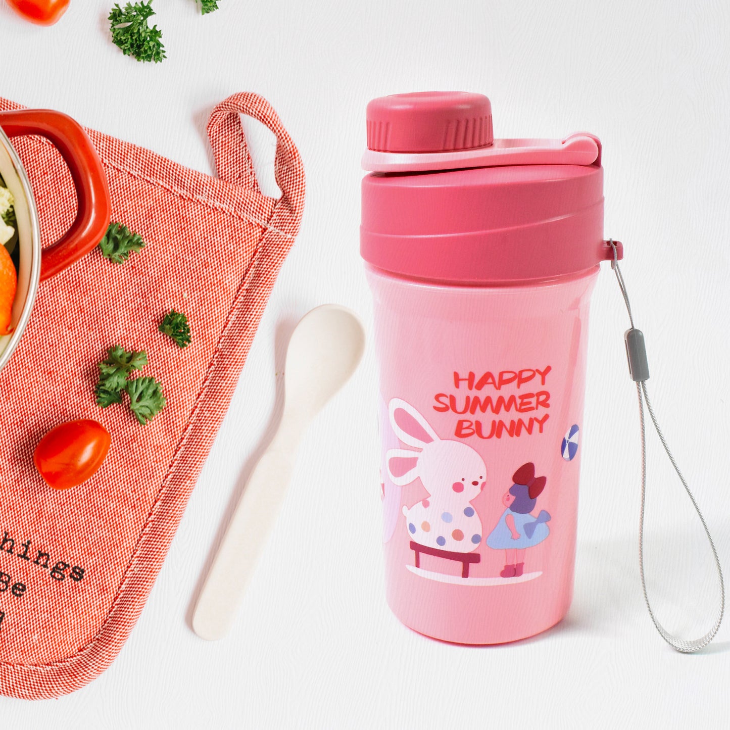 Plastic Lunch Box Leak Proof 2 Compartment With Bottle And Fork (1 Set  Mix Color) - LootFaat