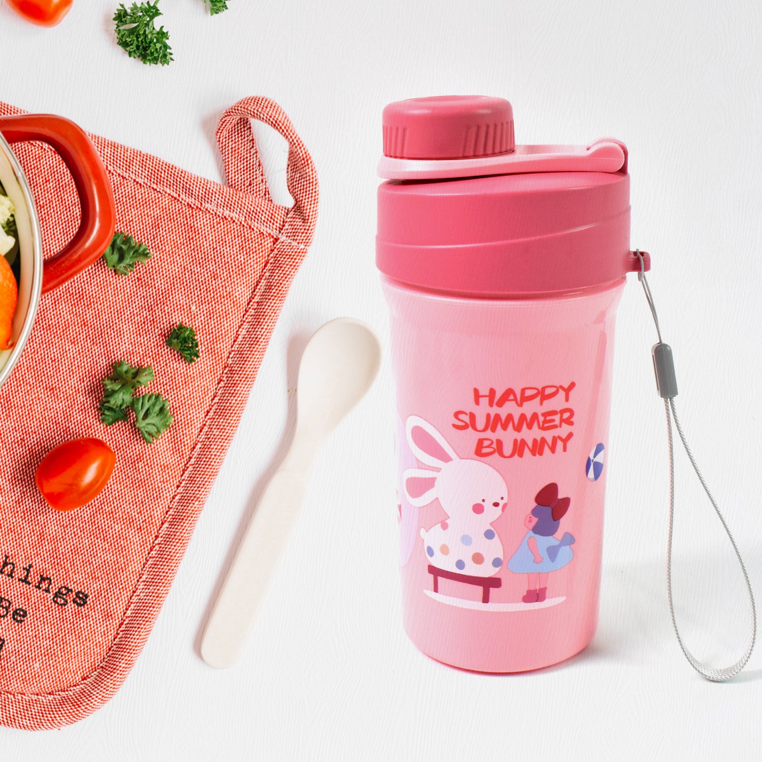 Plastic Lunch Box Leak Proof 2 Compartment With Bottle And Fork (1 Set  Mix Color) - LootFaat