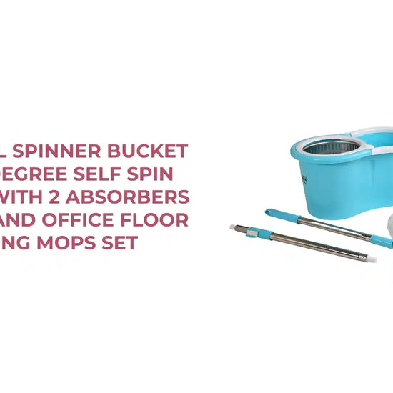 Rapid Steel Spinner Bucket Mop 360 Degree Self Spin Wringing With 2 Absorbers For Home And Office Floor Cleaning Mops Set by@Outfy