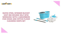 Rapid Steel Spinner Bucket Mop 360 Degree Self Spin Wringing With 2 Absorbers For Home And Office Floor Cleaning Mops Set by@Outfy