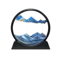 Moving Sand Art Picture Decor 3d Deep Sea Sandscape Liquid Motion Round Glass Frame Display Flowing Sand Relaxing Gift For Kids Adults Painting Artistic Sandscape For Home Office Ornament Desktop Art Bookshelves Decoration (1 Pc )