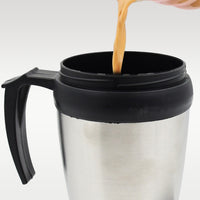 Stainless Steel Vacuum Glass Insulated Glass Coffee Cups (With Lid  Handle  1 Pc) - LootFaat