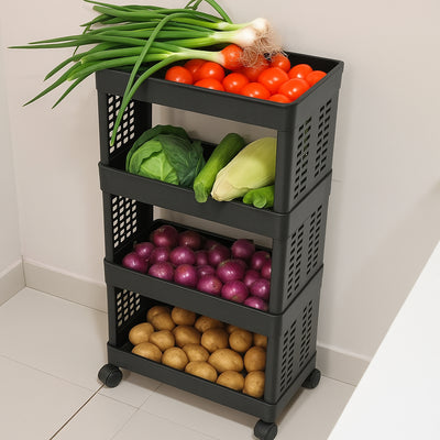 4-layer Plastic Storage Rack With Wheels - second image