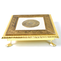 Golden - Square Pooja Chowki Patla  Bajot (2020 Cm  1 Pc) - LootFaat