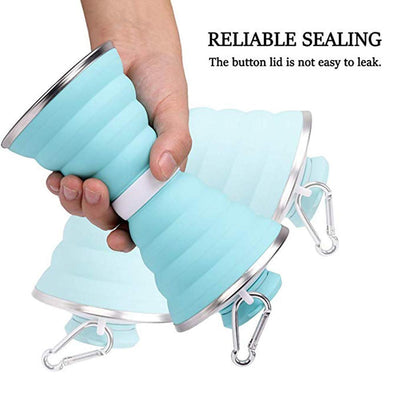 Silicone Traveling Water Bottle Bpa Free - Leak Proof Lightweight Collapsible - Small Folding Refillable And Space Saver For Camping Gym Sports Hiking Biking Yoga Outdoor - second image